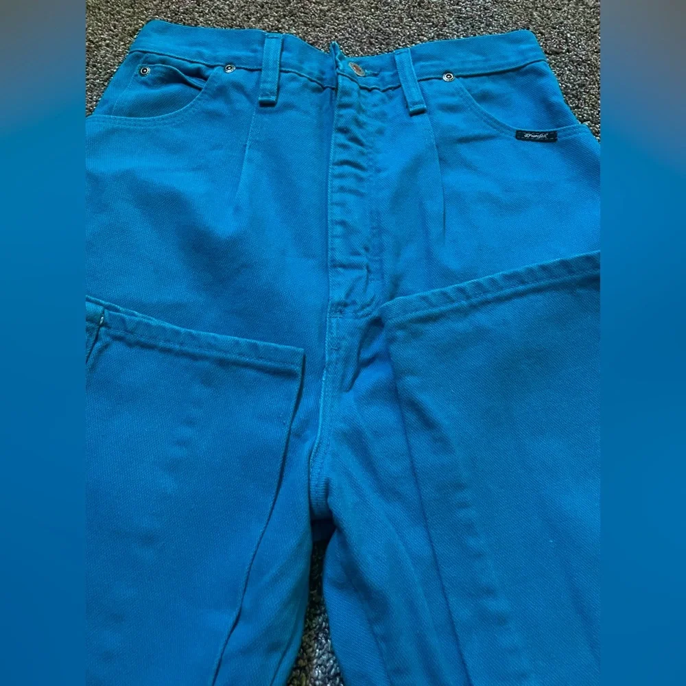 VTG Wrangler Bright Blue Turquoise 80’s-90’s high waist riding jeans - Picture 5 of 8